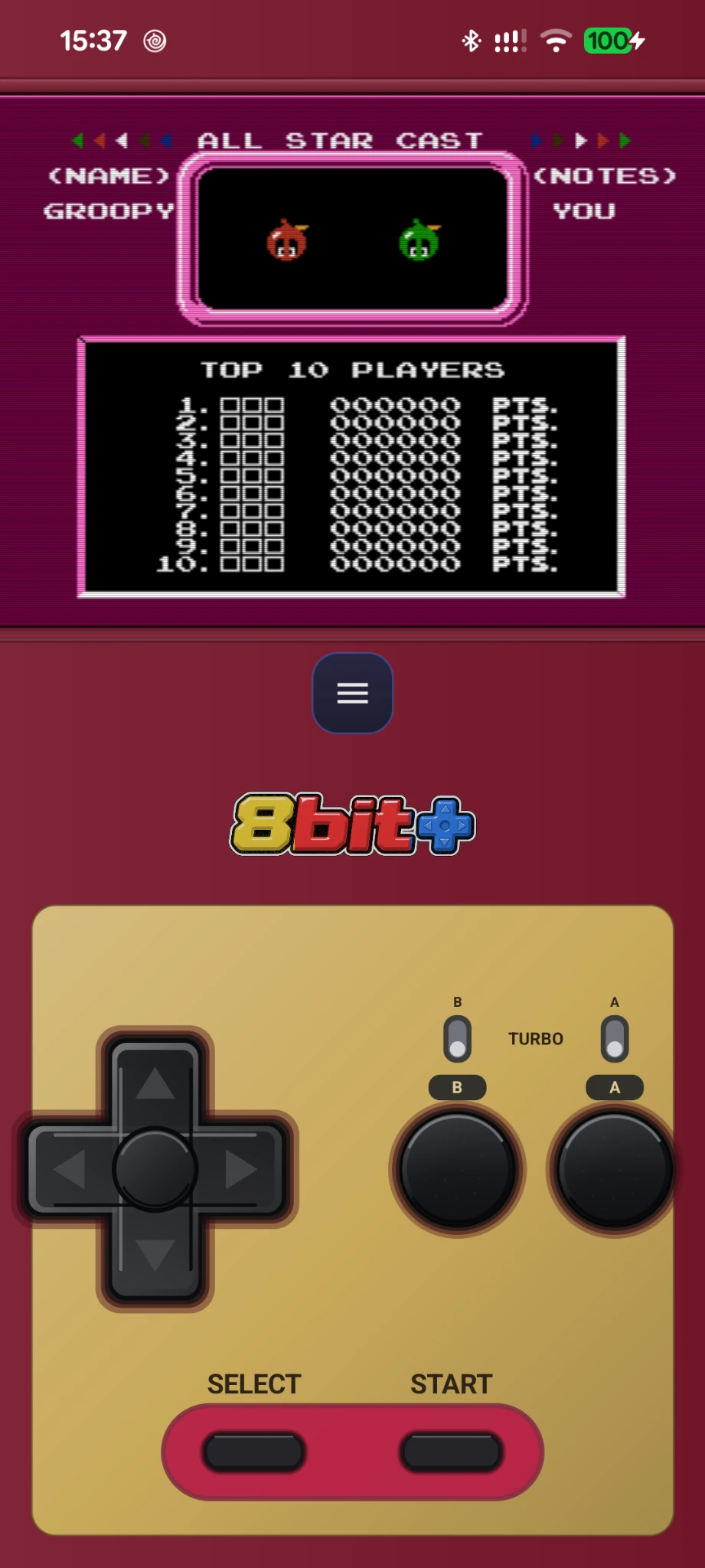 Famicom Disk System touch controls in portrait mode